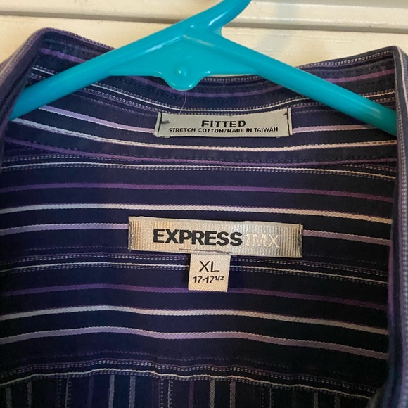 Express IMX Button Up Men’s Shirt Purple - Picture 2 of 3